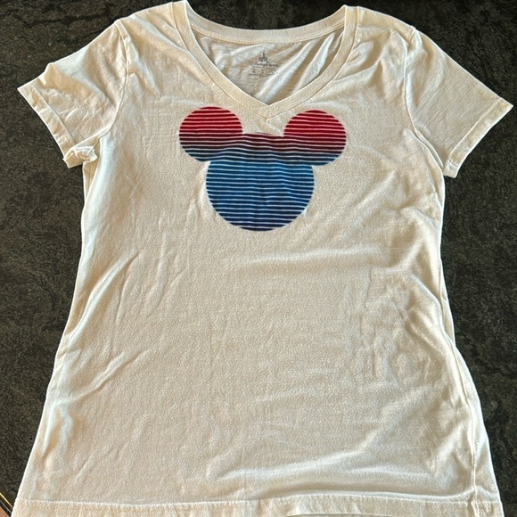 Disney Tops - Disney parks, red and blue gradient MICKEY MOUSE V-neck T-shirt